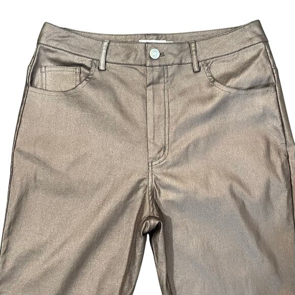 Anthropologie Avec Les Filles Stretch Pants Metallic Women's Sz 29 Taupe Brown - Picture 4 of 11